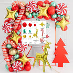 Christmas balloon decoration, red, green, four cornered stars, home - AdeLShop