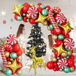 Christmas balloon decoration, red, green, four cornered stars, home - AdeLShop