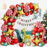 Christmas balloon decoration, red, green, four cornered stars, home - AdeLShop