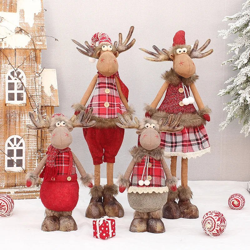 Christmas Cute Elk Decor Table Decor Red Fabric Retractable Standing Sitting Posture - AdeLShop