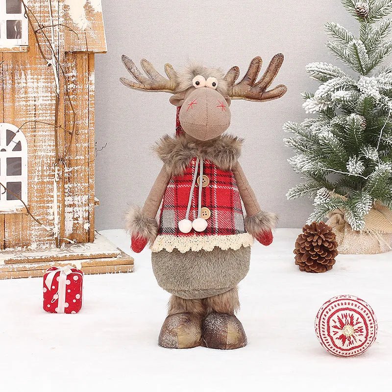 Christmas Cute Elk Decor Table Decor Red Fabric Retractable Standing Sitting Posture - AdeLShop