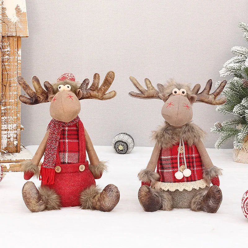 Christmas Cute Elk Decor Table Decor Red Fabric Retractable Standing Sitting Posture - AdeLShop