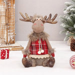 Christmas Cute Elk Decor Table Decor Red Fabric Retractable Standing Sitting Posture - AdeLShop