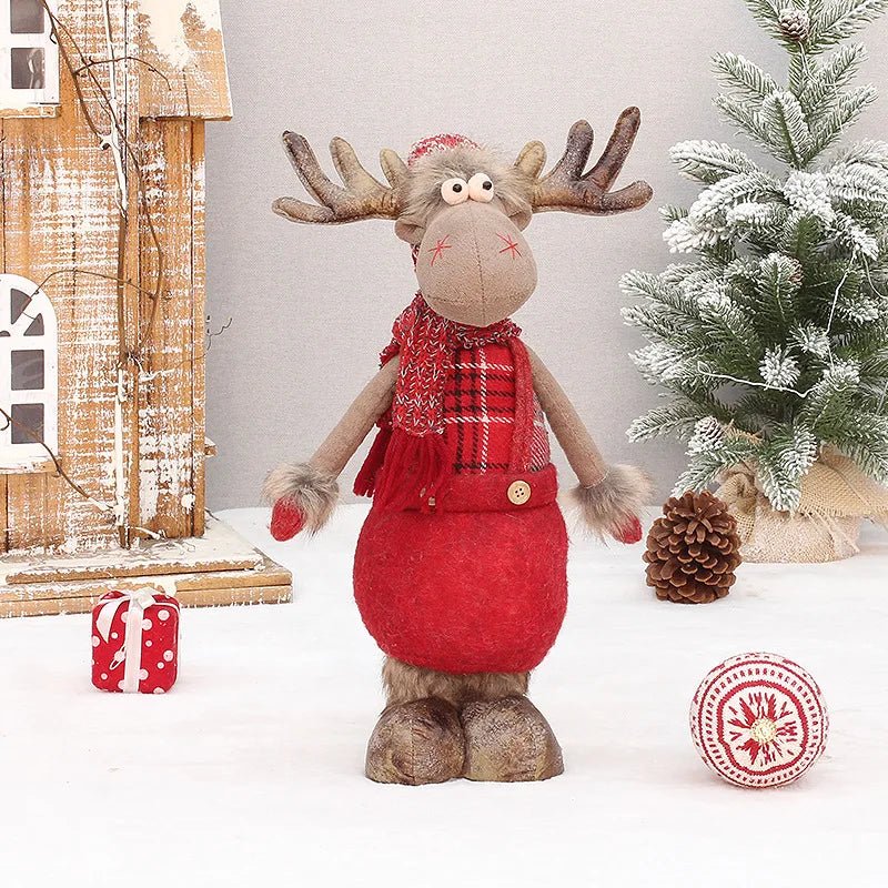 Christmas Cute Elk Decor Table Decor Red Fabric Retractable Standing Sitting Posture - AdeLShop