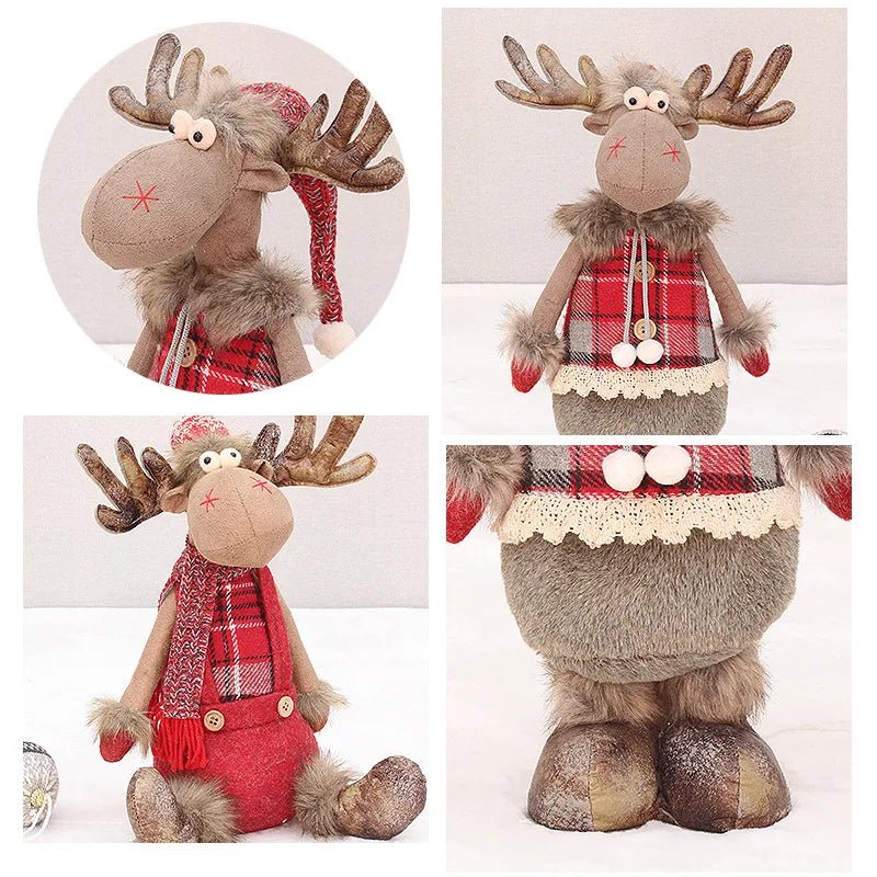 Christmas Cute Elk Decor Table Decor Red Fabric Retractable Standing Sitting Posture - AdeLShop