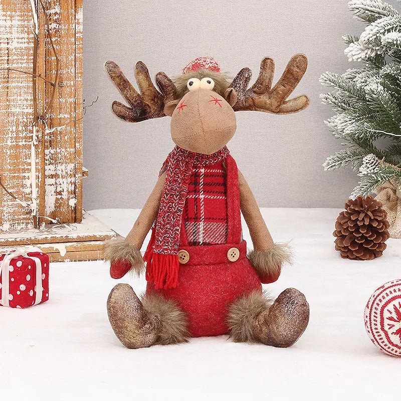 Christmas Cute Elk Decor Table Decor Red Fabric Retractable Standing Sitting Posture - AdeLShop