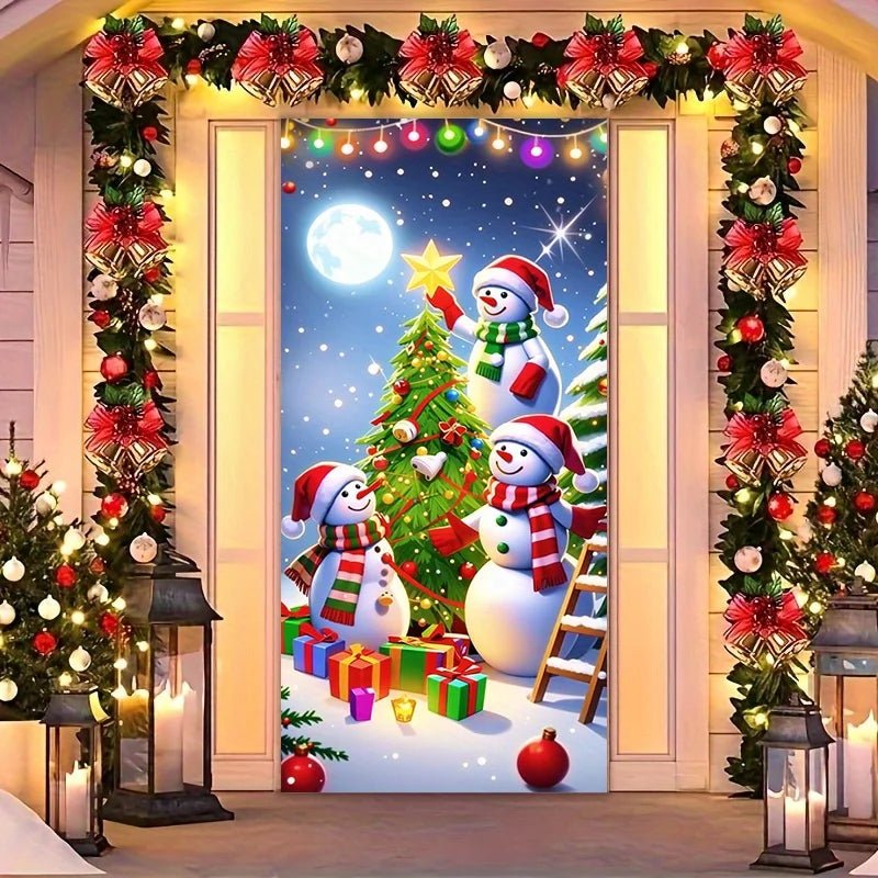 Christmas door casing, snowman decorated , perfect holiday, entrance and outdoor party - AdeLShop