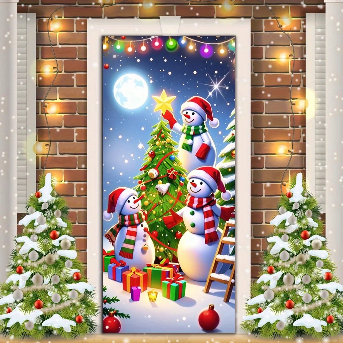 Christmas door casing, snowman decorated , perfect holiday, entrance and outdoor party - AdeLShop