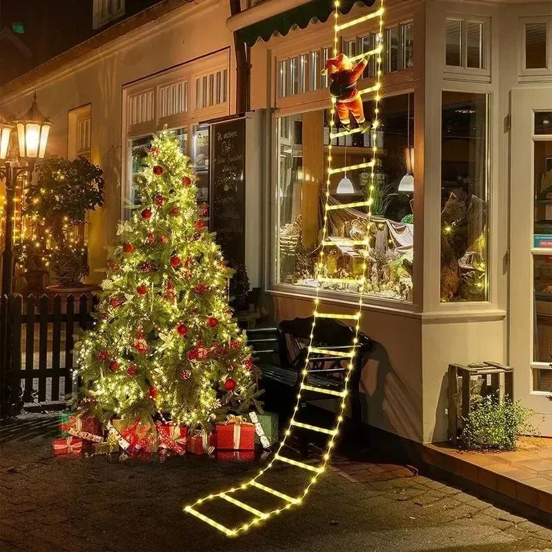 Christmas Light String Santa Claus Climbing on Rope Ladder Christmas Decoration - AdeLShop