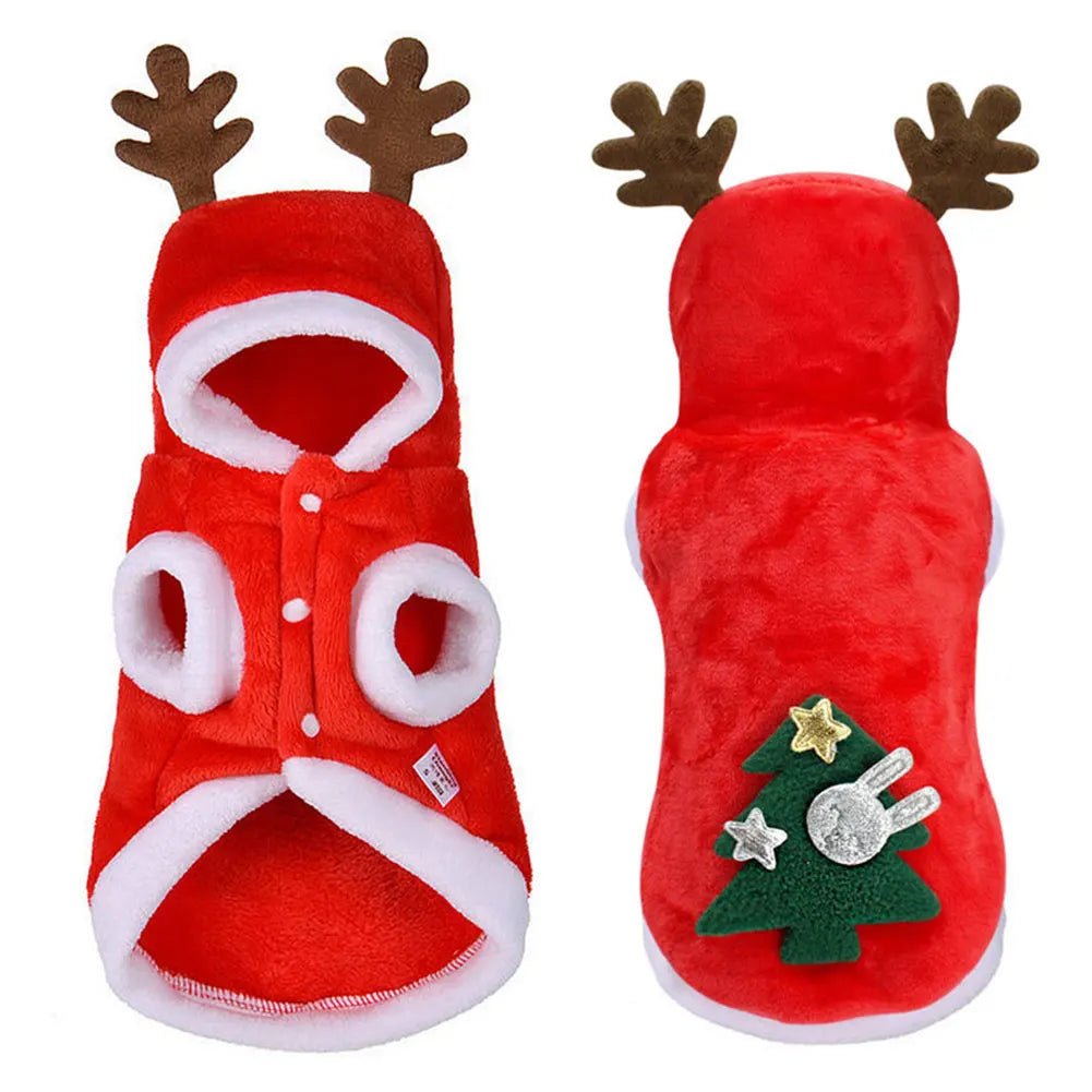 Christmas Pet Clothes Elk Pet Dog Cold Weather Coats Winter Warm cat Christmas Clothes - AdeLShop