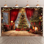 Christmas tree and fireplace background, suitable for holiday photos - AdeLShop