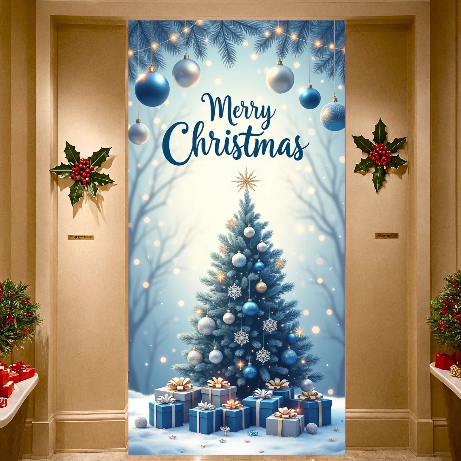 Christmas Tree Banner Festive Holiday Banner Elegant Christmas Decoration - AdeLShop