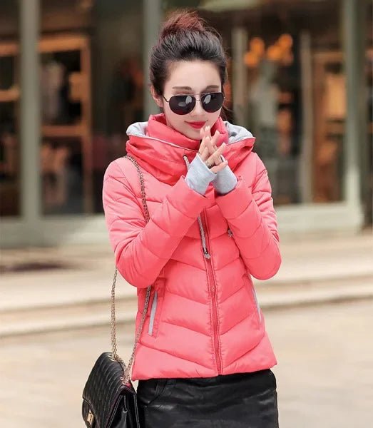 clothes Winte Jacket Women hooded Solid Color Short Female - AdeLShop