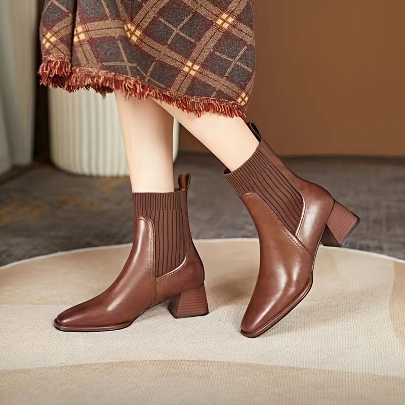 Comfy Chic Square Toe Mid - Calf Boots - AdeLShop