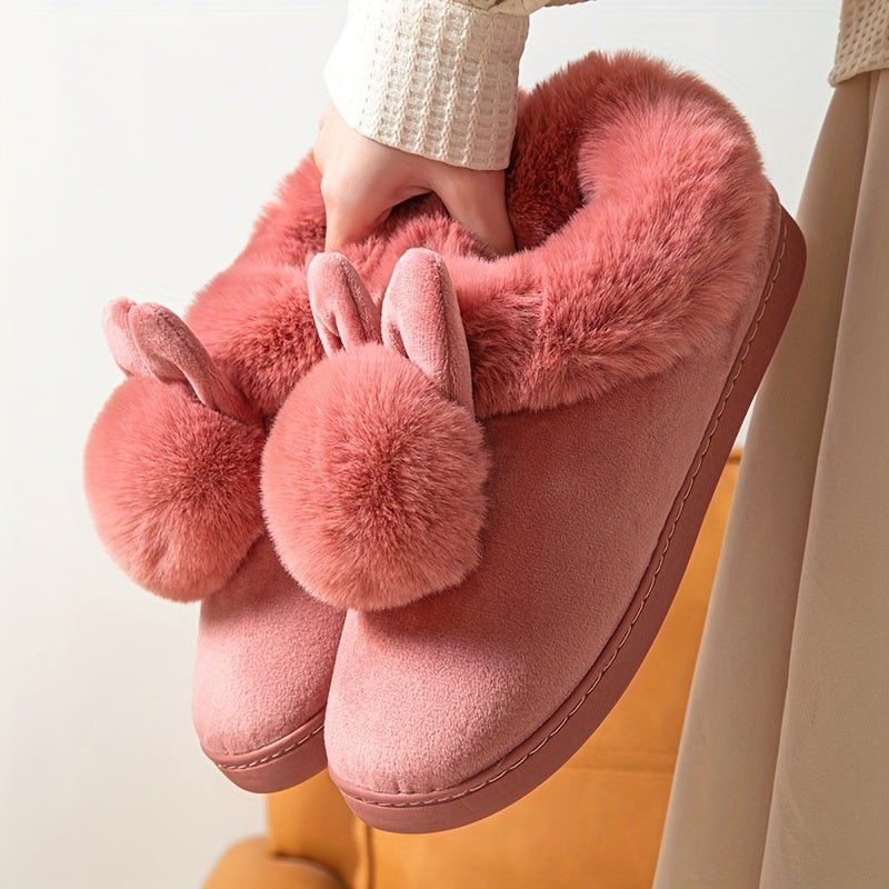 Comfy Plush - Lined Rabbit Slippers - Cute & Warm Winter Design for Women - AdeLShop