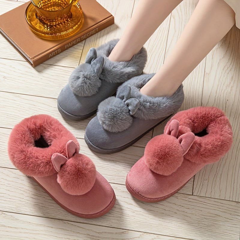 Comfy Plush - Lined Rabbit Slippers - Cute & Warm Winter Design for Women - AdeLShop