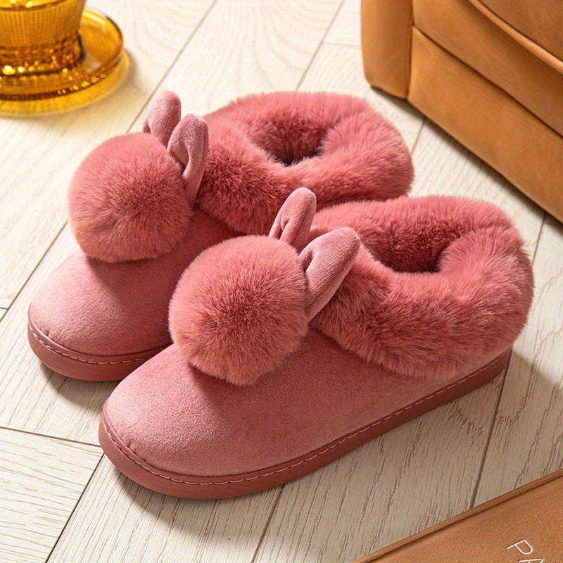 Comfy Plush - Lined Rabbit Slippers - Cute & Warm Winter Design for Women - AdeLShop