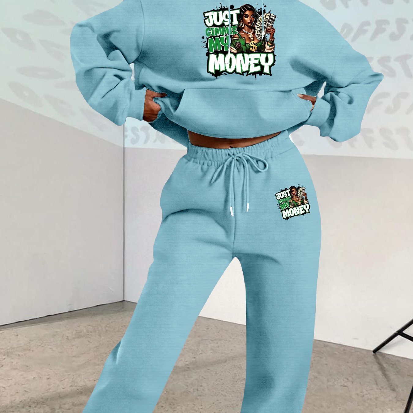 Creative Letter And Wealth Pattern, Two - Piece Set, Western Stuff, Cord Set Women Clothing - AdeLShop