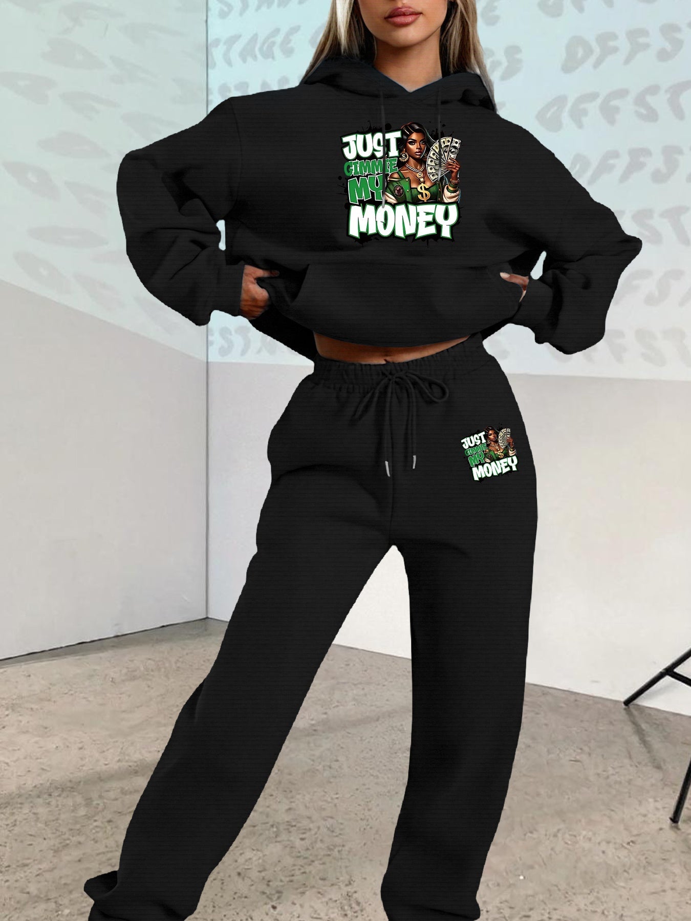 Creative Letter And Wealth Pattern, Two - Piece Set, Western Stuff, Cord Set Women Clothing - AdeLShop