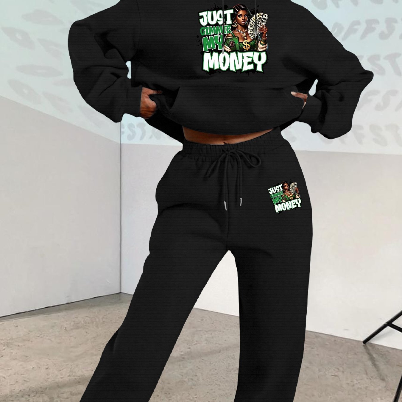 Creative Letter And Wealth Pattern, Two - Piece Set, Western Stuff, Cord Set Women Clothing - AdeLShop