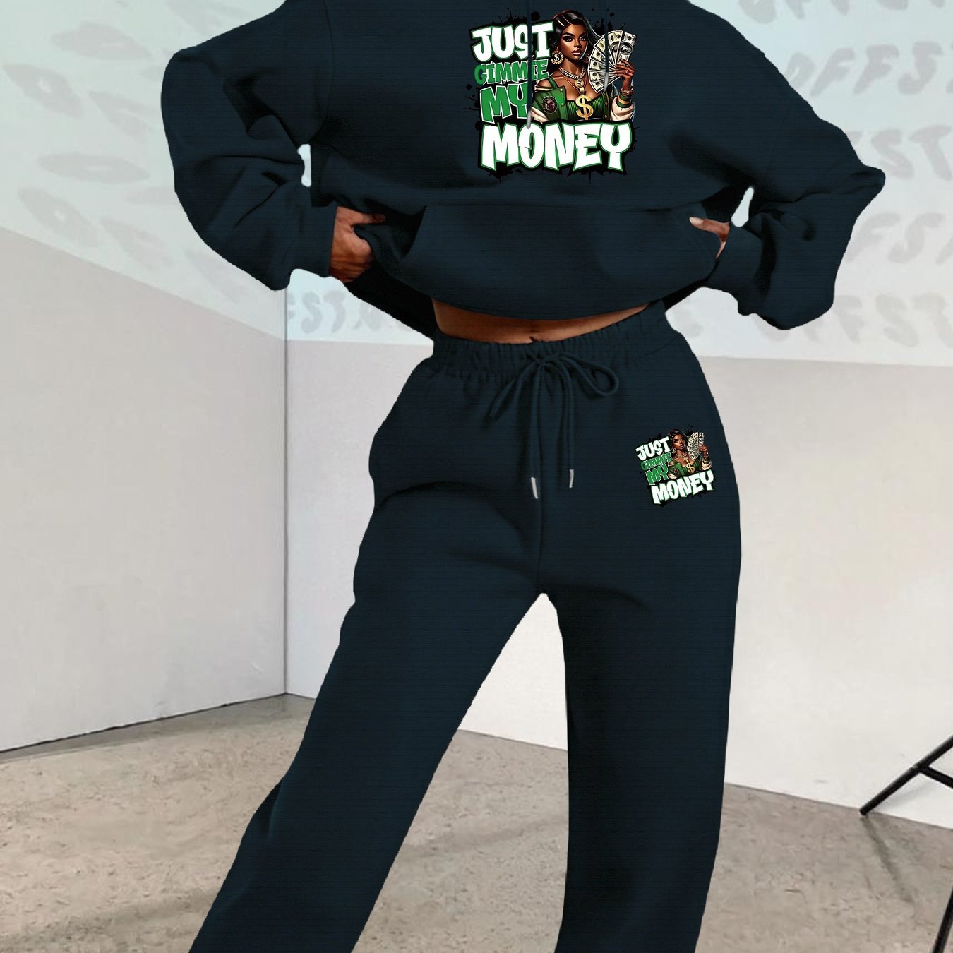 Creative Letter And Wealth Pattern, Two - Piece Set, Western Stuff, Cord Set Women Clothing - AdeLShop