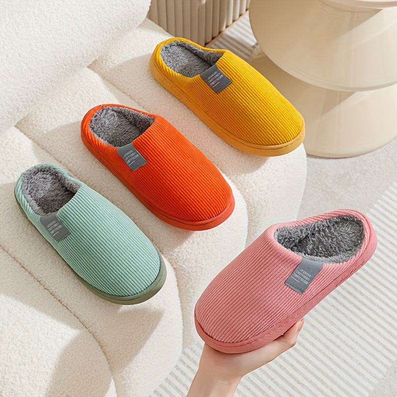 Women's & Unisex Plush Slip-On Slippers with Non-Slip Rubber Sole  winter