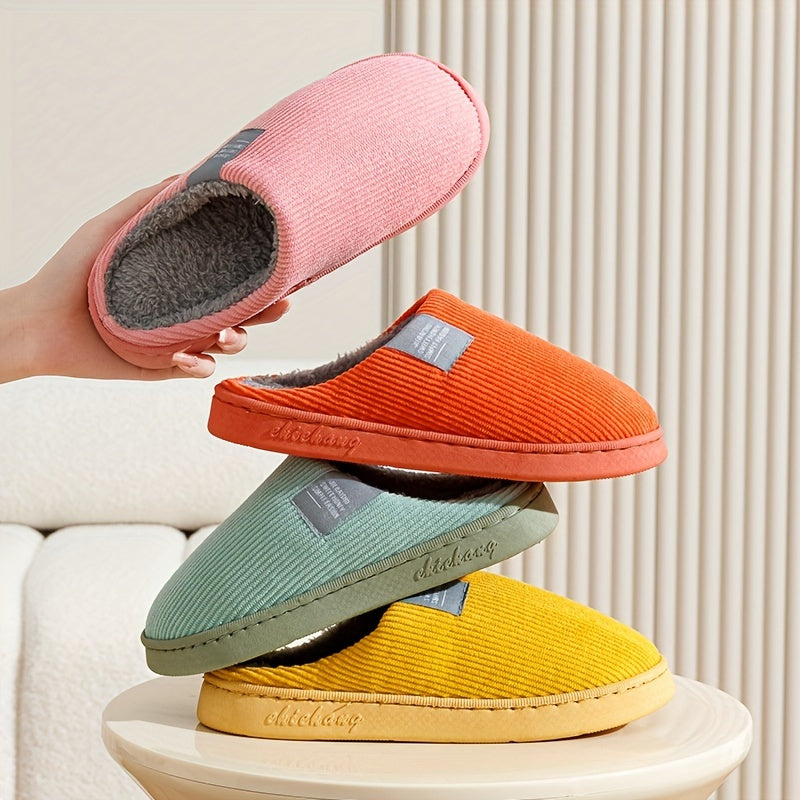 Women's & Unisex Plush Slip-On Slippers with Non-Slip Rubber Sole  winter