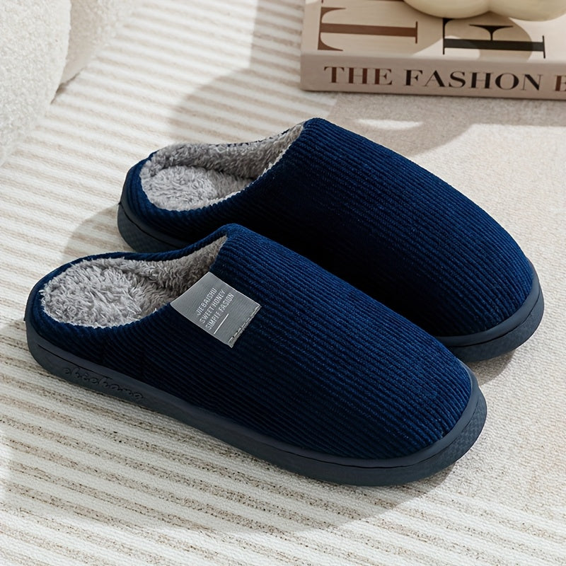 Women's & Unisex Plush Slip-On Slippers with Non-Slip Rubber Sole  winter