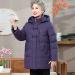 Embroidery Warm Winter Clothes Women's Coat Middle - Aged Elderly - AdeLShop