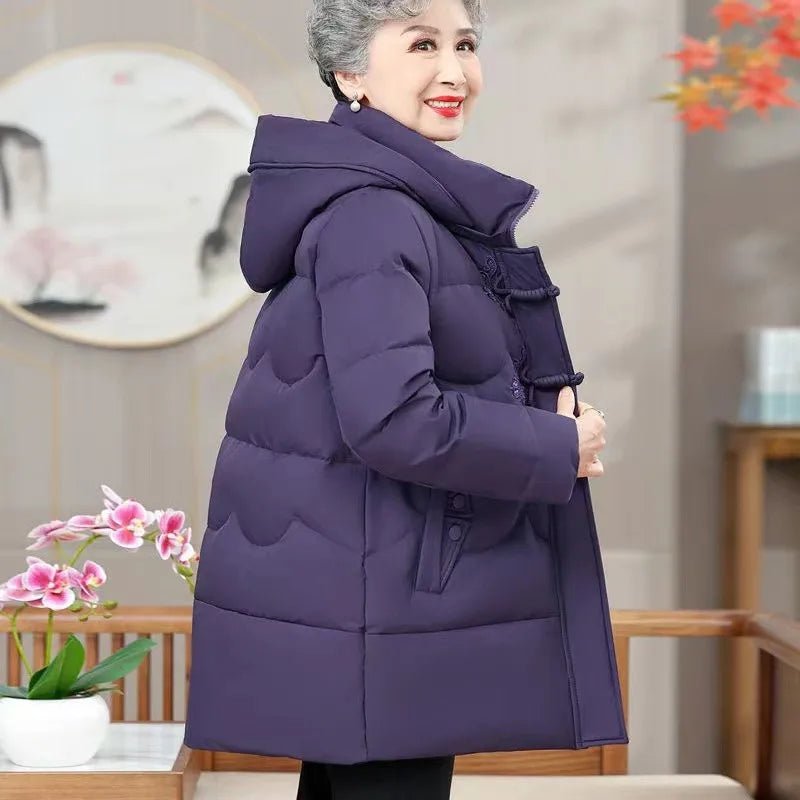 Embroidery Warm Winter Clothes Women's Coat Middle - Aged Elderly - AdeLShop