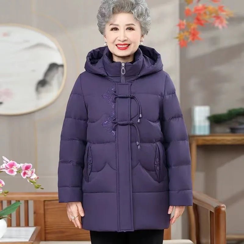 Embroidery Warm Winter Clothes Women's Coat Middle - Aged Elderly - AdeLShop