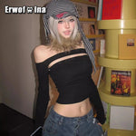 Erwofeina Black Sexy Rivet Women's T-shirt - AdeLShop