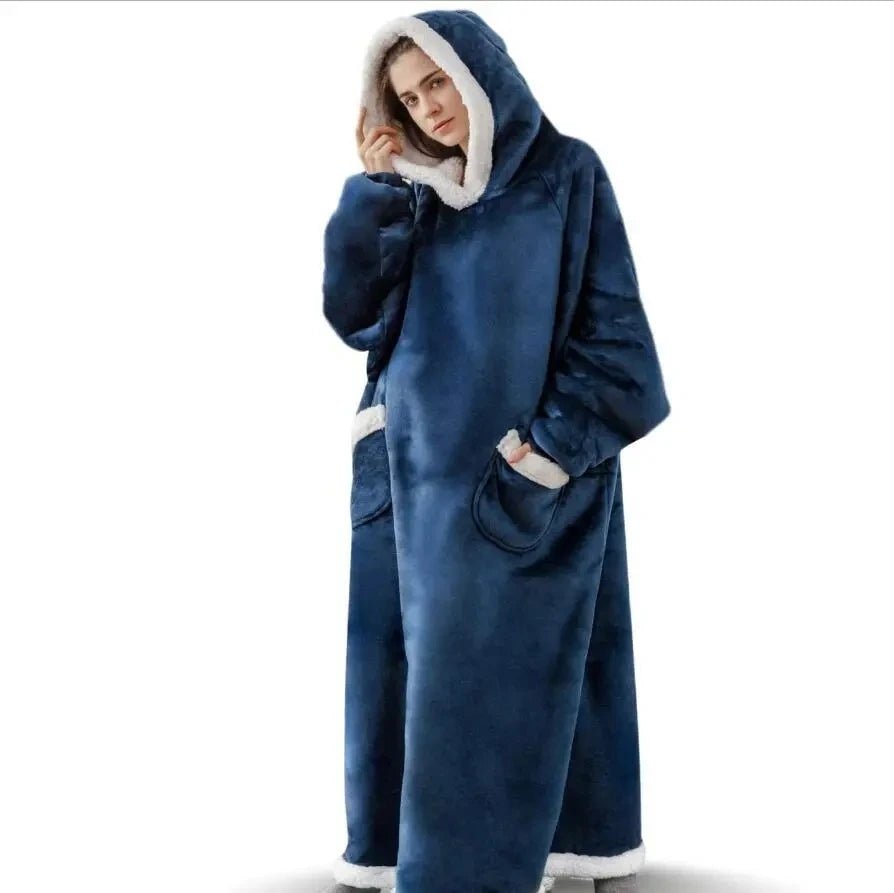 Extra Long Wearable Blankets Winter Flannel Hooded - AdeLShop
