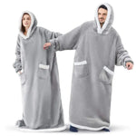Extra Long Wearable Blankets Winter Flannel Hooded - AdeLShop