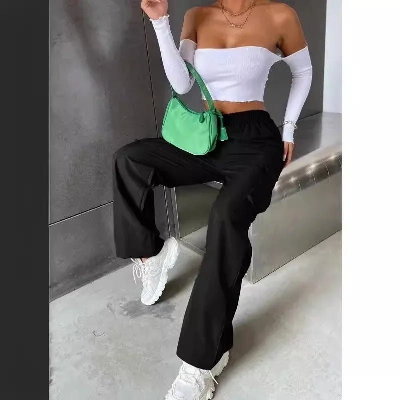 High - Waisted Breathable Casual Pants Cargo Pants Women's American Style - AdeLShop