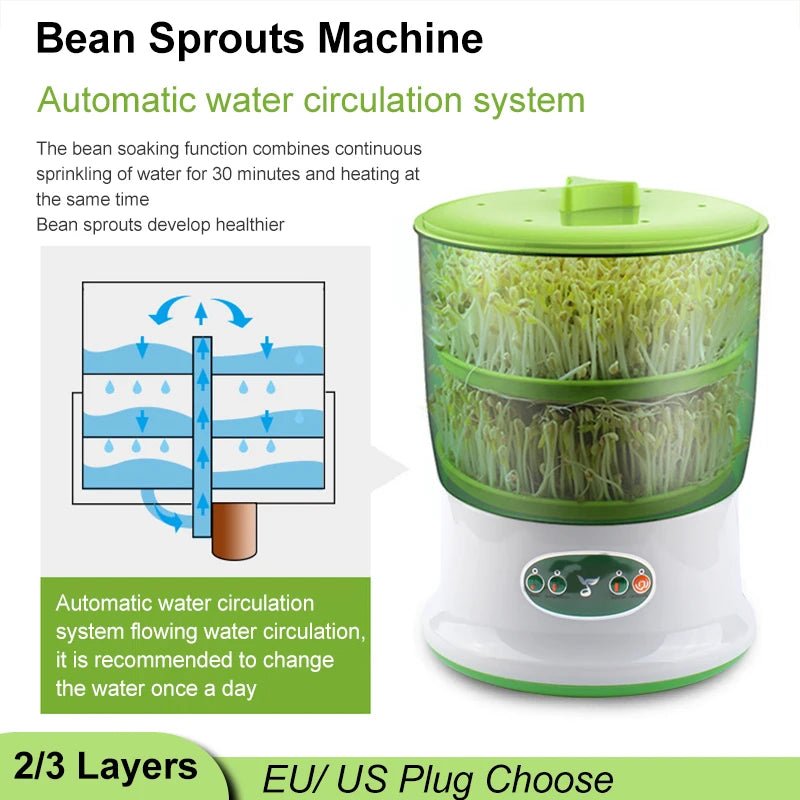 Intelligent Bean Sprouts Maker Thermostat Green Electric - AdeLShop