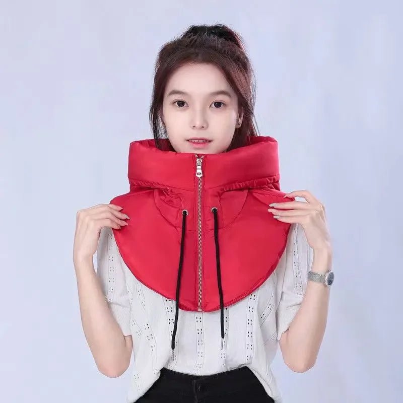 Jacket Women Male Bracket Mock Collar Zipper Cape Beanie - AdeLShop