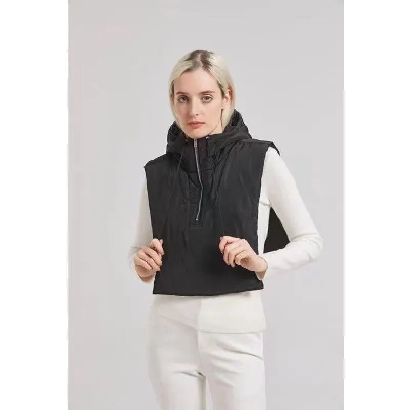Jacket Women Male Bracket Mock Collar Zipper Cape Beanie - AdeLShop