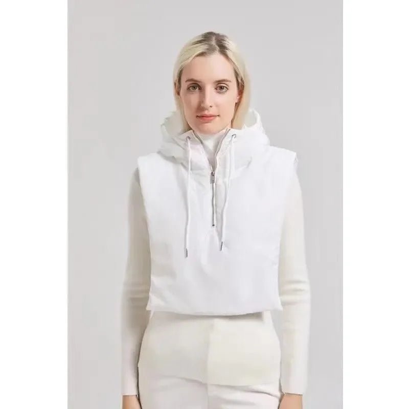 Jacket Women Male Bracket Mock Collar Zipper Cape Beanie - AdeLShop