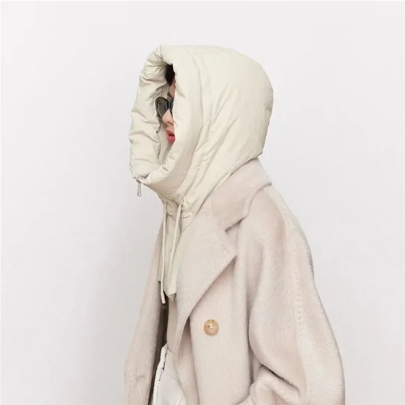 Jacket Women Male Bracket Mock Collar Zipper Cape Beanie - AdeLShop