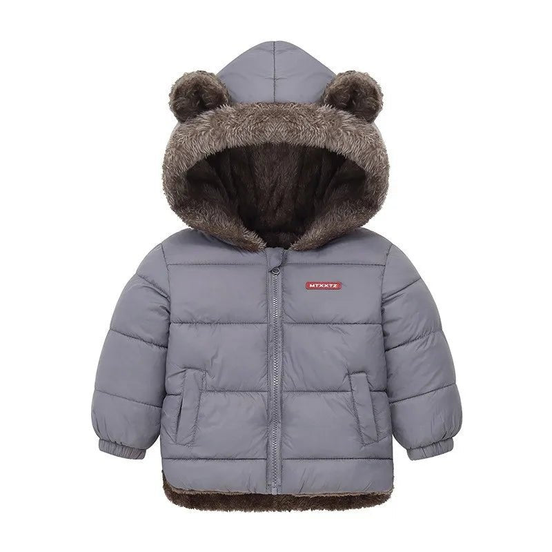 Kids Boy Girl Hooded Jacket Winter Clothes Plush - AdeLShop