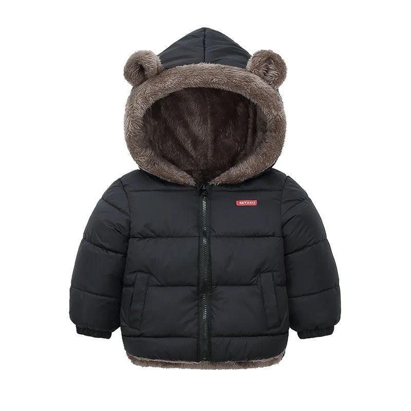 Kids Boy Girl Hooded Jacket Winter Clothes Plush - AdeLShop