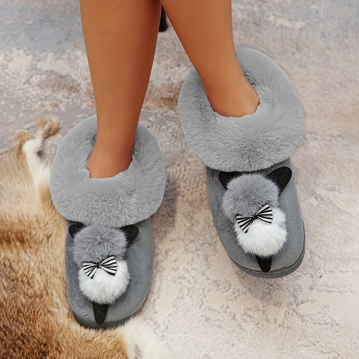 Ladies Shoes Cute Plush Slippers - Soft & Cozy - Perfect for Relaxing at Home - Ideal Gift for Women - AdeLShop