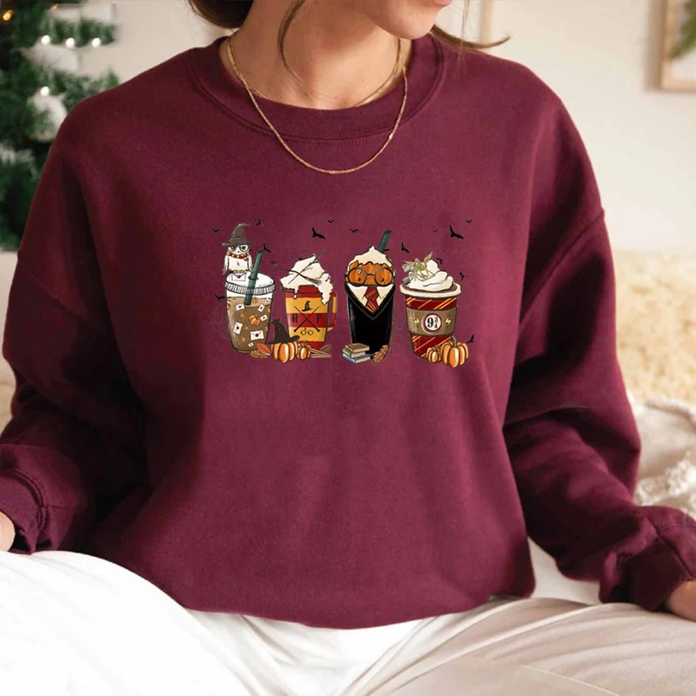 Latte Coffee Halloween Witch School Sweatshirt - AdeLShop
