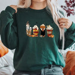 Latte Coffee Halloween Witch School Sweatshirt - AdeLShop