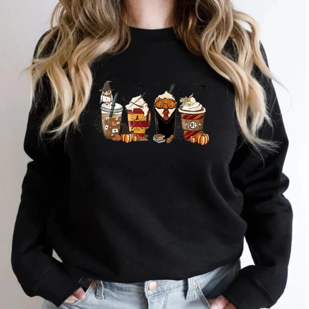 Latte Coffee Halloween Witch School Sweatshirt - AdeLShop