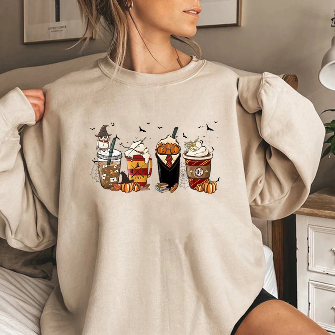 Latte Coffee Halloween Witch School Sweatshirt - AdeLShop