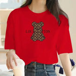 Louis Vuitton Cartoon Bear Print Women's Short Sleeve - AdeLShop