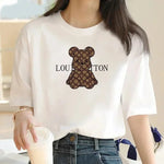 Louis Vuitton Cartoon Bear Print Women's Short Sleeve - AdeLShop