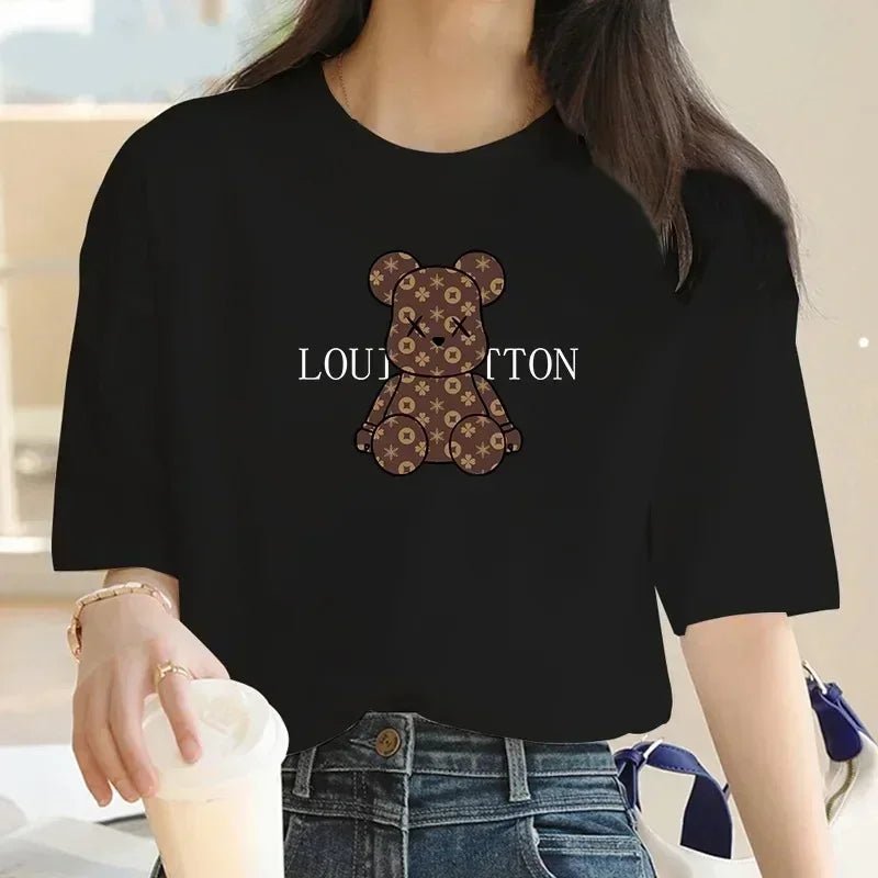 Louis Vuitton Cartoon Bear Print Women's Short Sleeve - AdeLShop